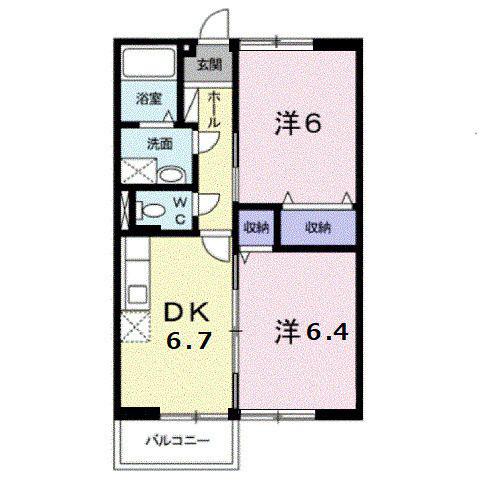 アルメリア藤井(2DK/1階)の間取り写真