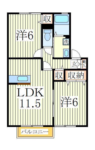 クレールルピナスB(2LDK/2階)の間取り写真