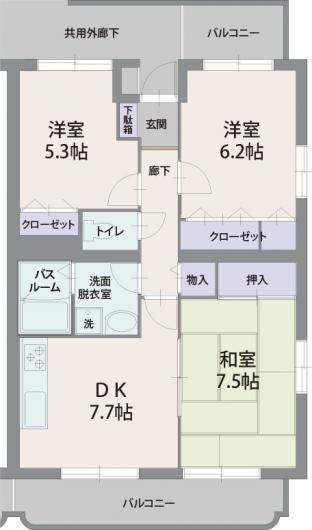 シレンシオパティオ(3DK/3階)の間取り写真