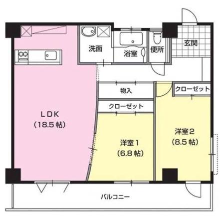 ラ・コリーヌ・ドゥ・エスエイチ(2LDK/3階)の間取り写真