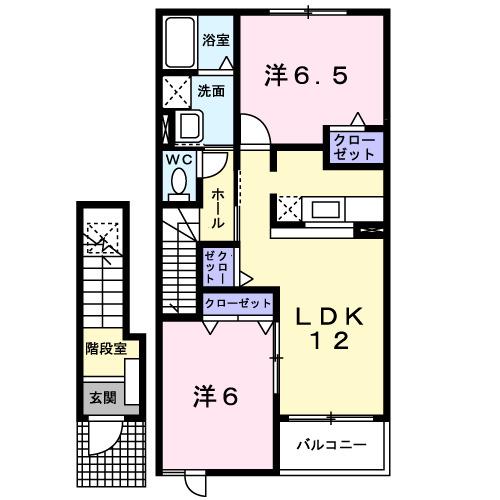 エアリーヒル A(2LDK/2階)の間取り写真