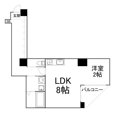 B.UEMACHIDAI(1LDK/7階)の間取り写真