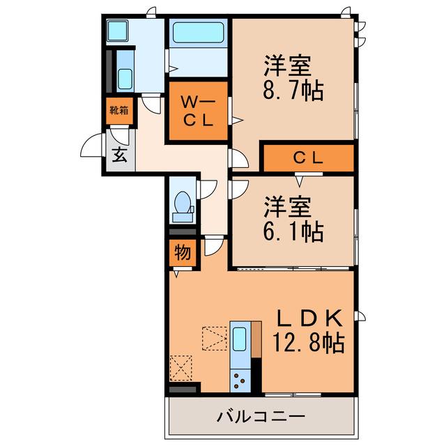 アクシス(2LDK/1階)の間取り写真