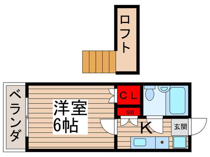 ジュネパレス松戸第505(1K/2階)の間取り写真