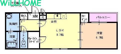 フジパレス市駅東II番館(1LDK/2階)の間取り写真