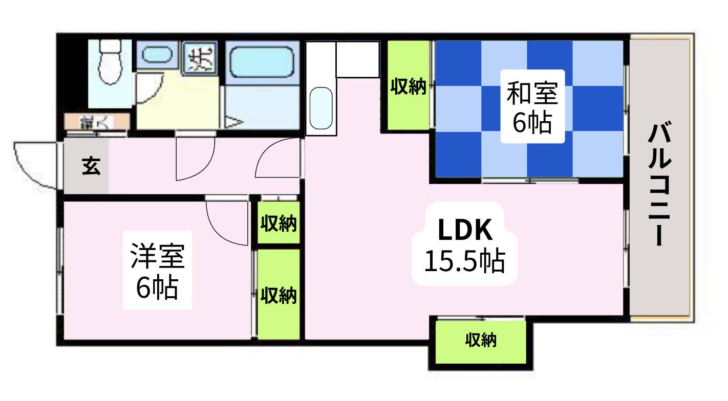 カームヤタ藤第三(2LDK/2階)の間取り写真