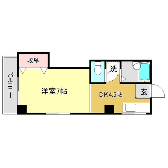 リバープール桟一(1DK/4階)の間取り写真