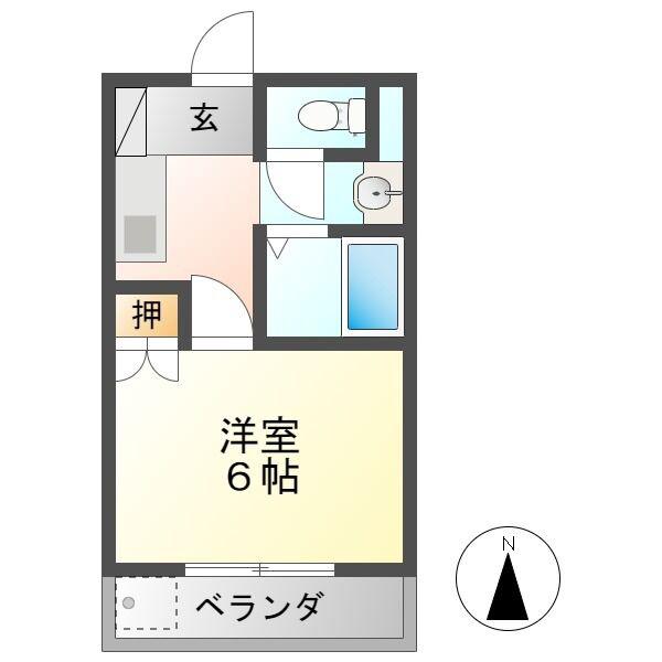 トーゴーハイツ(1K/3階)の間取り写真