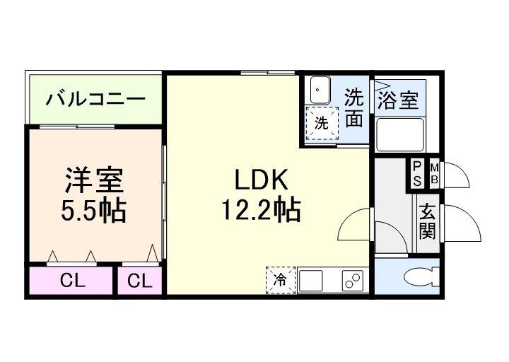 フジパレス大桐二丁目(1LDK/3階)の間取り写真