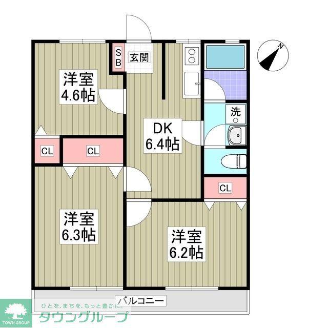 西門前パナハイツ(3DK/2階)の間取り写真