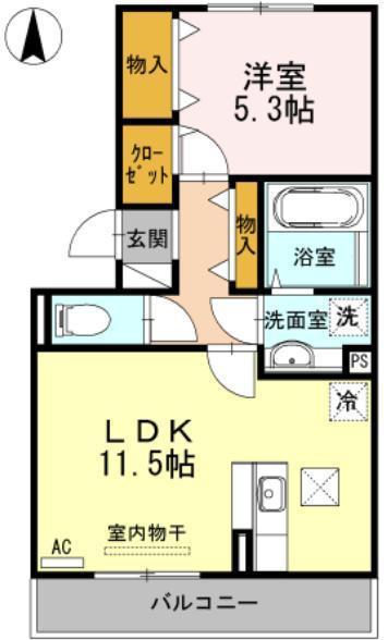 リアン トゥール(1LDK/1階)の間取り写真