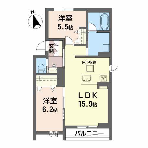 MAISON D AMANDA(2LDK/1階)の間取り写真