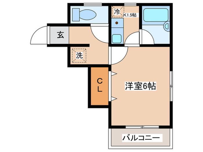 ウィング相模大野(1K/3階)の間取り写真