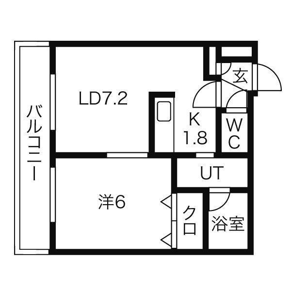 ブランノワール厚別中央(1DK/4階)の間取り写真