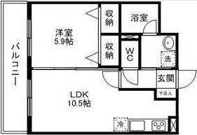 ナインフラッツ八幡(1LDK/3階)の間取り写真