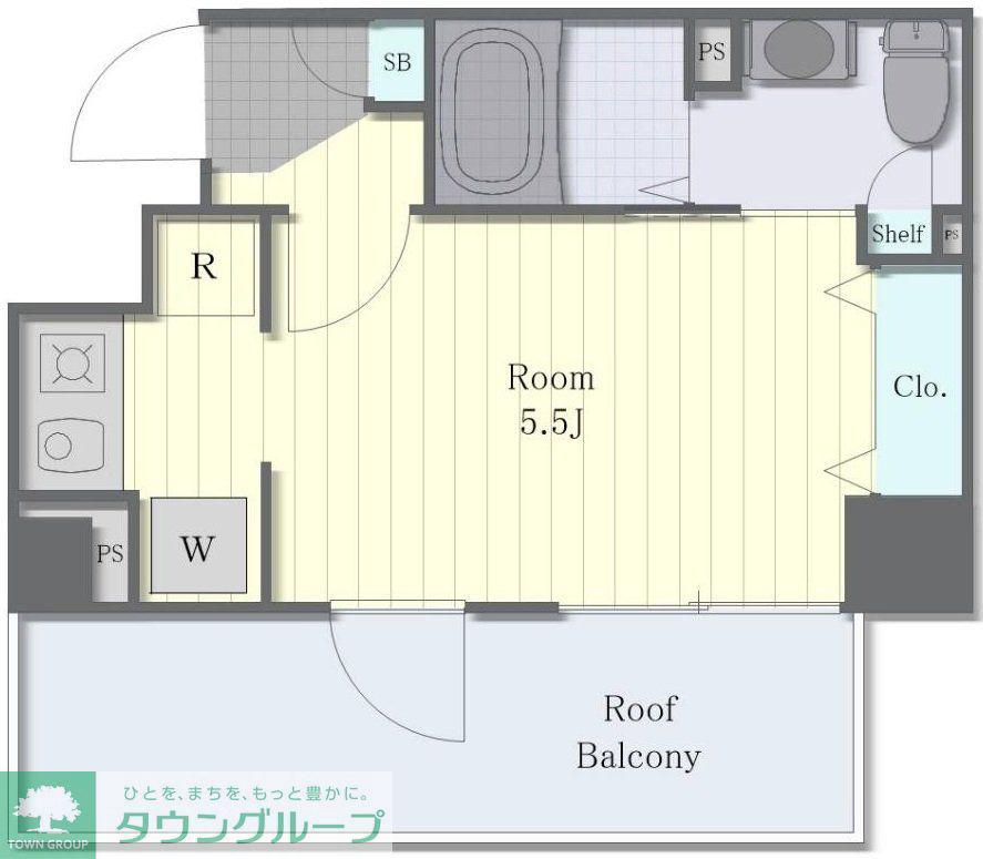 グランカーサ市川国府台(1K/2階)の間取り写真