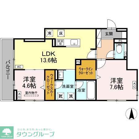 セレスティア草薙町(2LDK/1階)の間取り写真