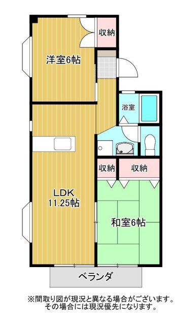 サウスフィールドC棟(2LDK/1階)の間取り写真