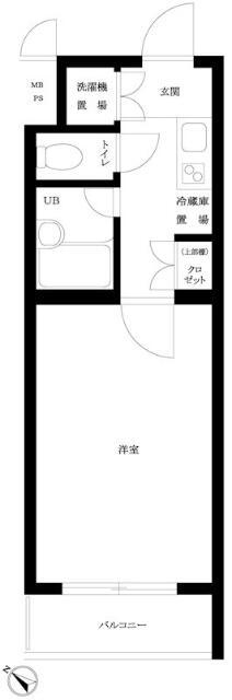 ルーブル戸越公園弐番館(1K/1階)の間取り写真