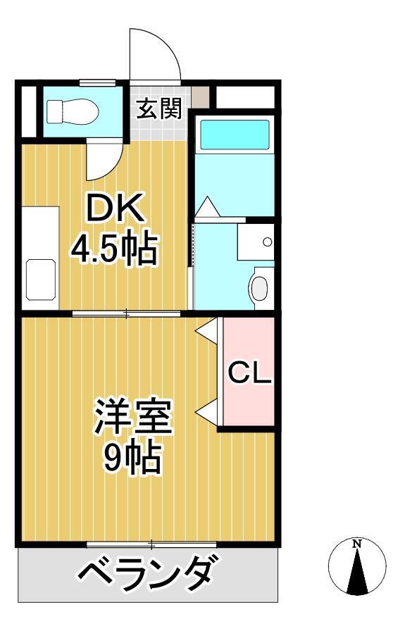 パークアヴェニュー(1DK/2階)の間取り写真