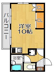 プレシード阪急園田(ワンルーム/2階)の間取り写真