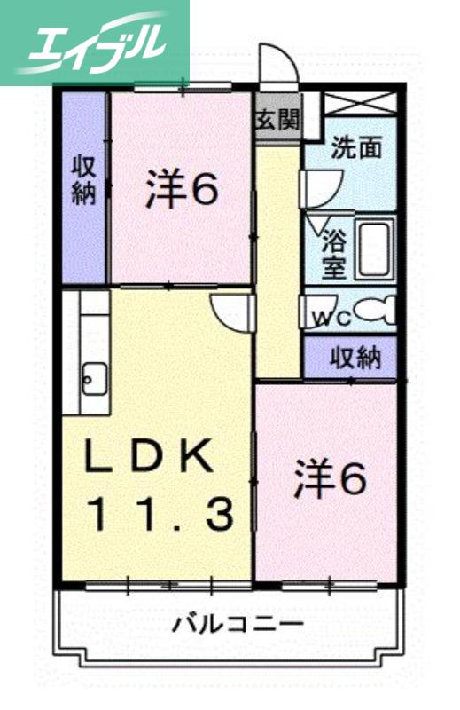 あかねランド(2LDK/3階)の間取り写真
