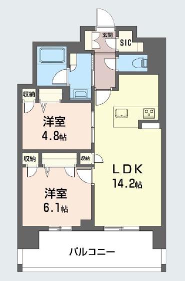 リビエナ グラン 新梅田(2LDK/9階)の間取り写真
