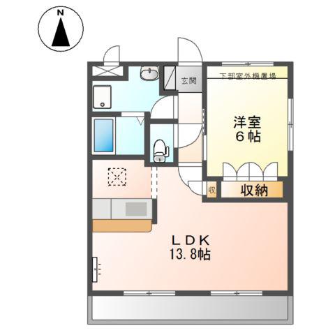 ブリリアントガーデンC(1LDK/1階)の間取り写真