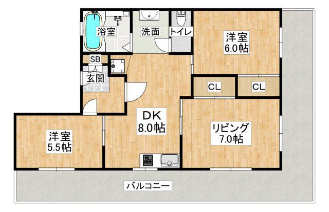 シャトレイユ(3LDK/5階)の間取り写真