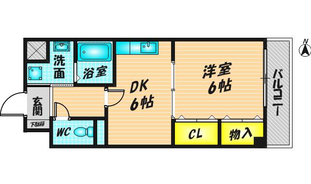 キューヴ(1DK/1階)の間取り写真