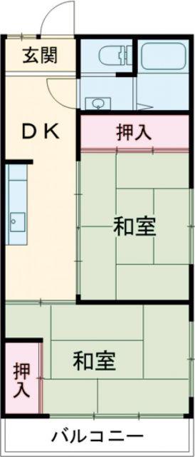 サンハイツ野上(2DK/3階)の間取り写真