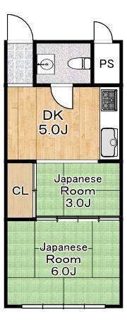 ヴィラ大正(2DK/3階)の間取り写真