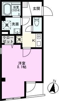 オルクレール新田(1K/2階)の間取り写真