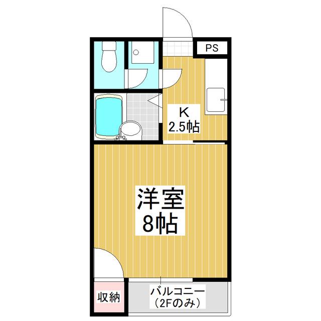 ロイヤルコーポ松本1号棟(1K/2階)の間取り写真