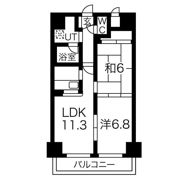 ドミ曙第一(2LDK/11階)の間取り写真