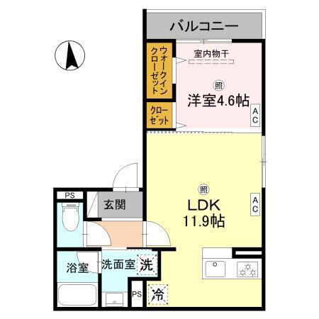FLEUR長居2丁目(1LDK/2階)の間取り写真