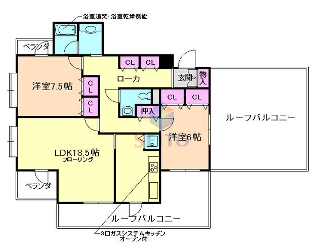 ヴェルデュール南桜塚(2LDK/4階)の間取り写真