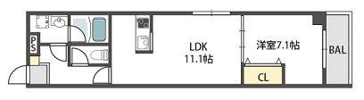 グランパシフィック生野東(1LDK/7階)の間取り写真
