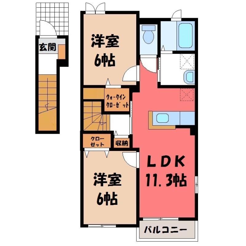 ベル サンブライトY(2LDK/2階)の間取り写真