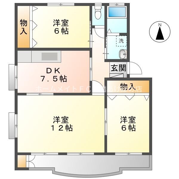 宮ハイツ(3DK/1階)の間取り写真