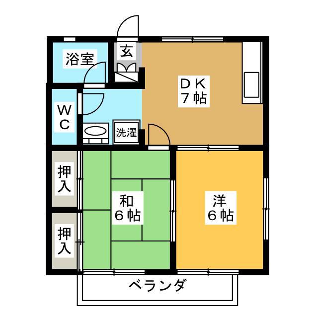 ドヌール白糸台(2DK/2階)の間取り写真