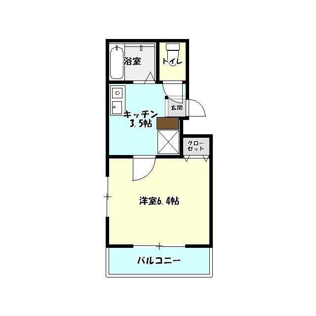 フォセットハウス(1K/1階)の間取り写真