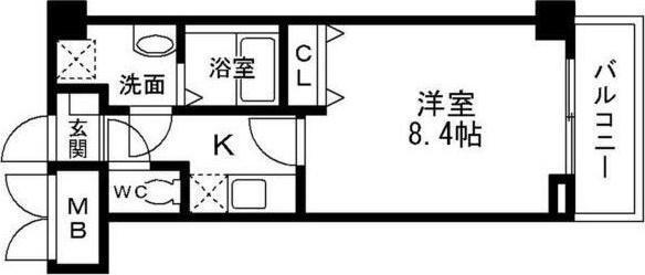 オーク南茨木(1K/2階)の間取り写真