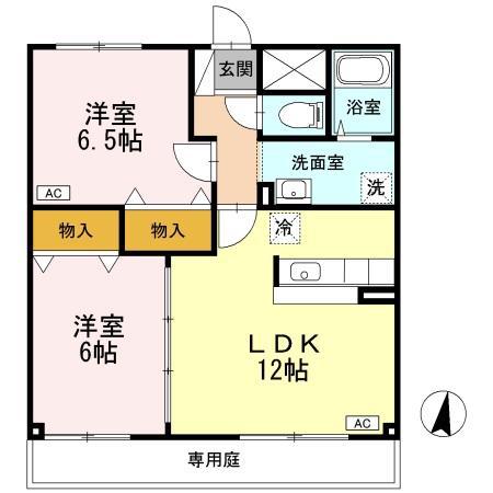 クレールはな(2LDK/1階)の間取り写真
