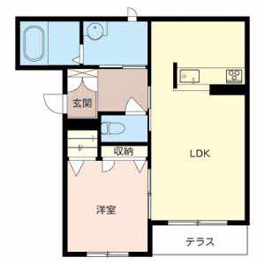 ヴィレッジ三年坂(1LDK/1階)の間取り写真