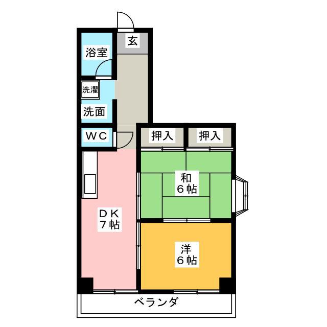 イーストフレアー金子(2DK/2階)の間取り写真