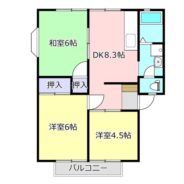 ウィンディア松橋(3DK/2階)の間取り写真