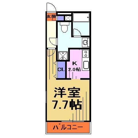 クレールカルチェI(1K/3階)の間取り写真