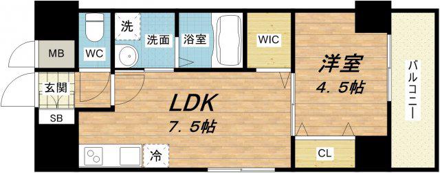 LACASA上本町(1LDK/10階)の間取り写真