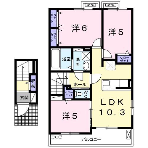 CLEMENT 樹II(3LDK/2階)の間取り写真